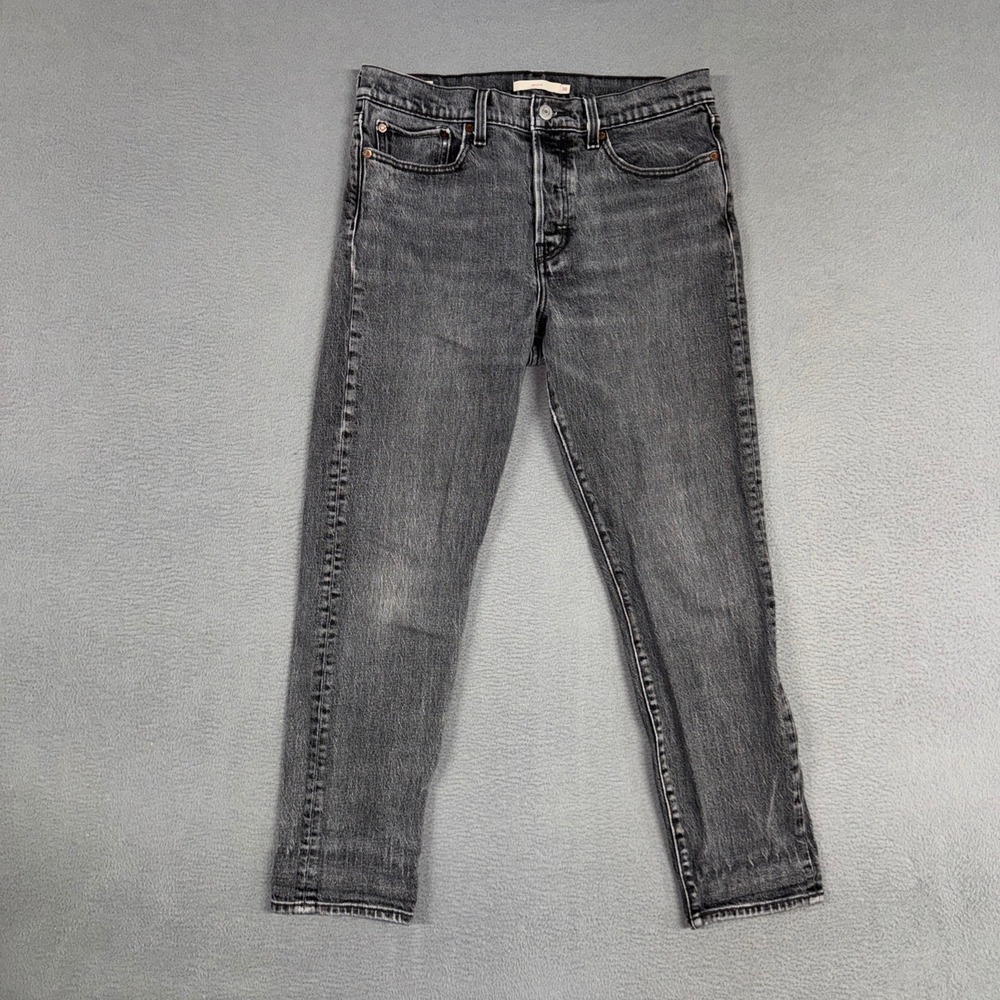 Levis Jeans Womens 30 Black Wedgie Straight Distressed Denim Cotton Blend
